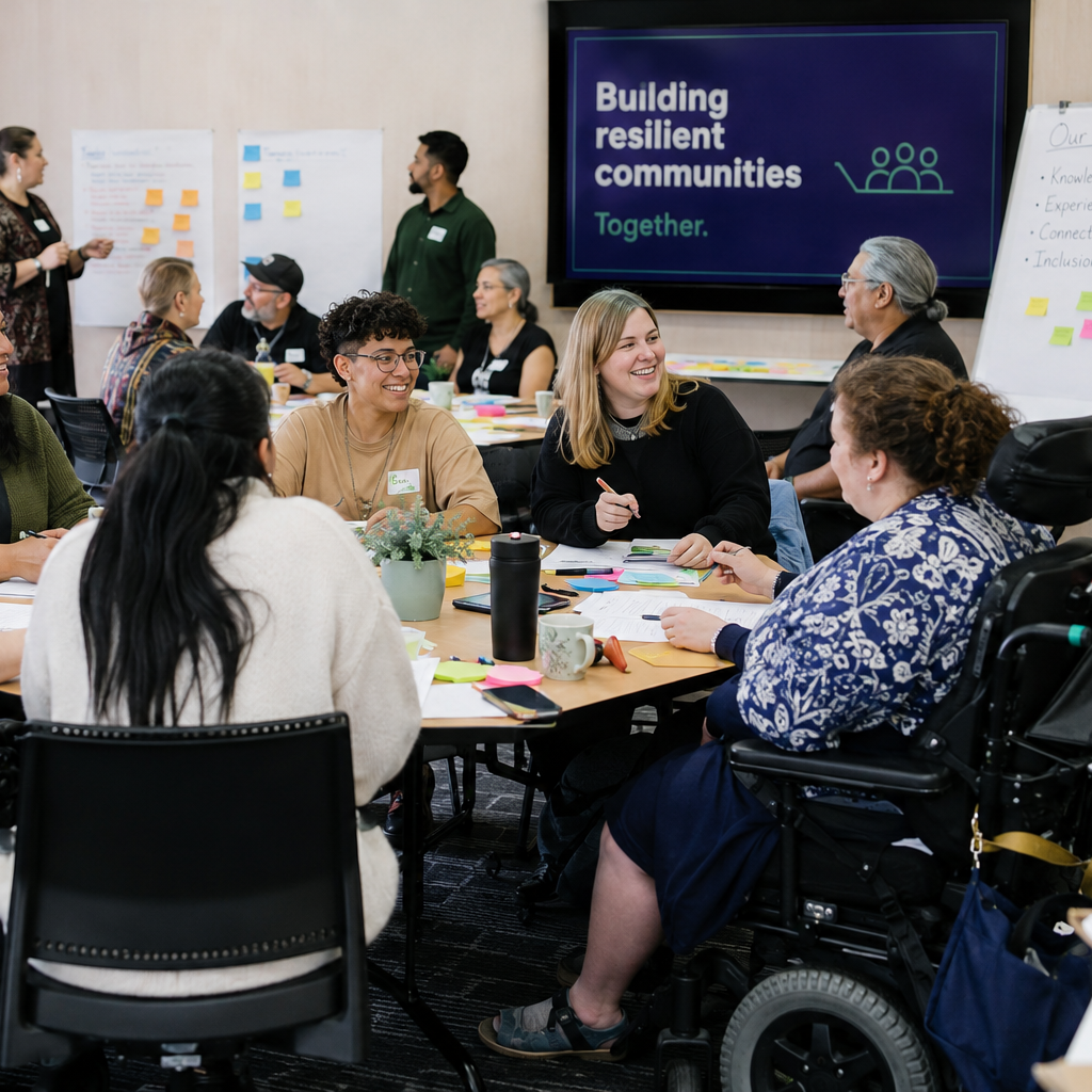 Disabled people and whānau participating in a Tiaho Trust community workshop in Whangārei.